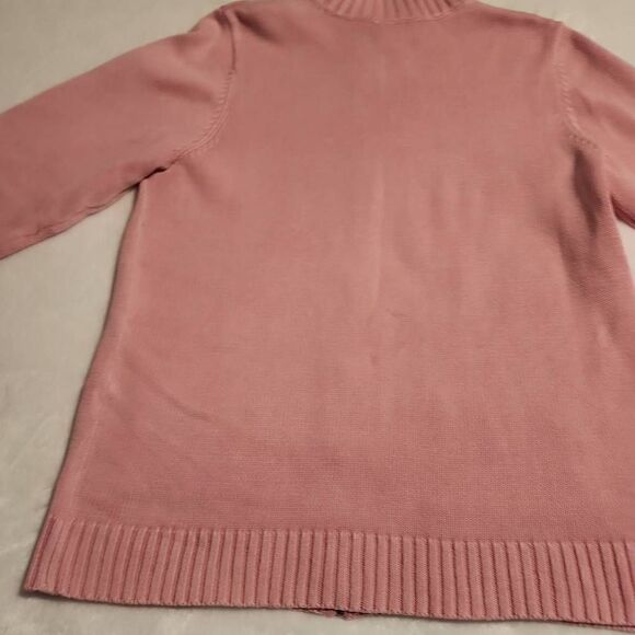 Quacker Factory Pink Zip Front Cardigan Rhinestone Embellished Denim Pockets Siz - Picture 9 of 9